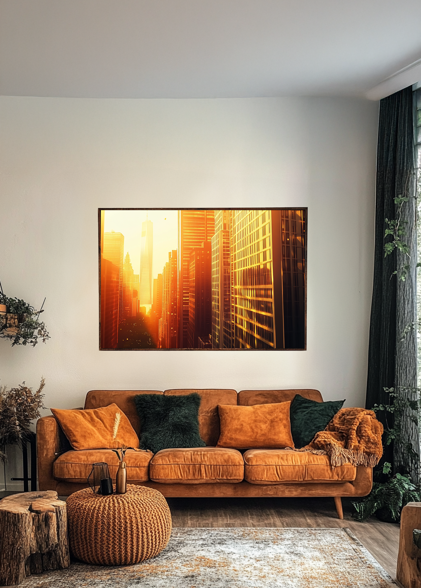 Fotografie_ Stadt Sonnenuntergang auf Leinwand gedruckt