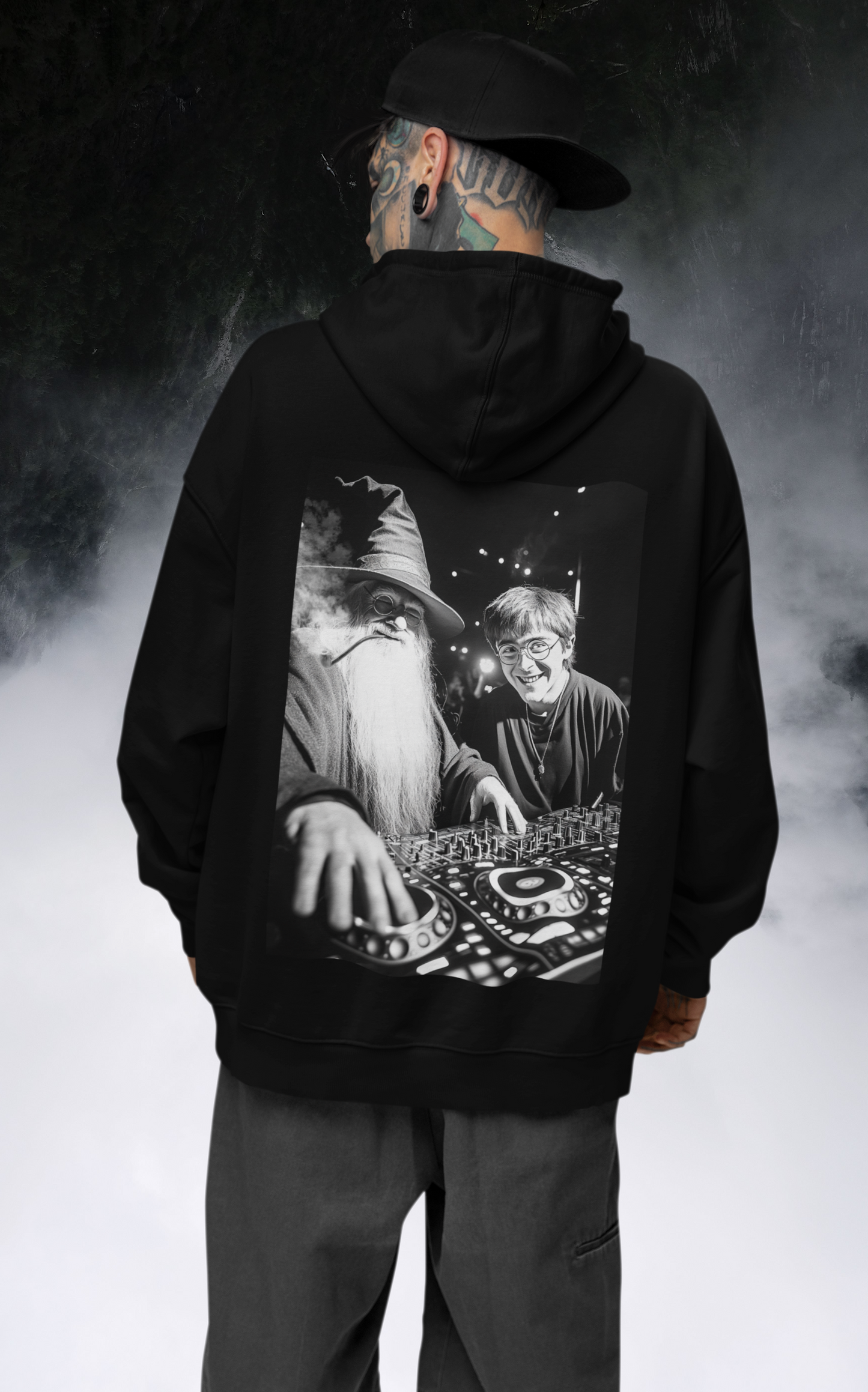 Hoodie Wizard DJ Music Maker Backprint Cooler Zauberer Musik Maker