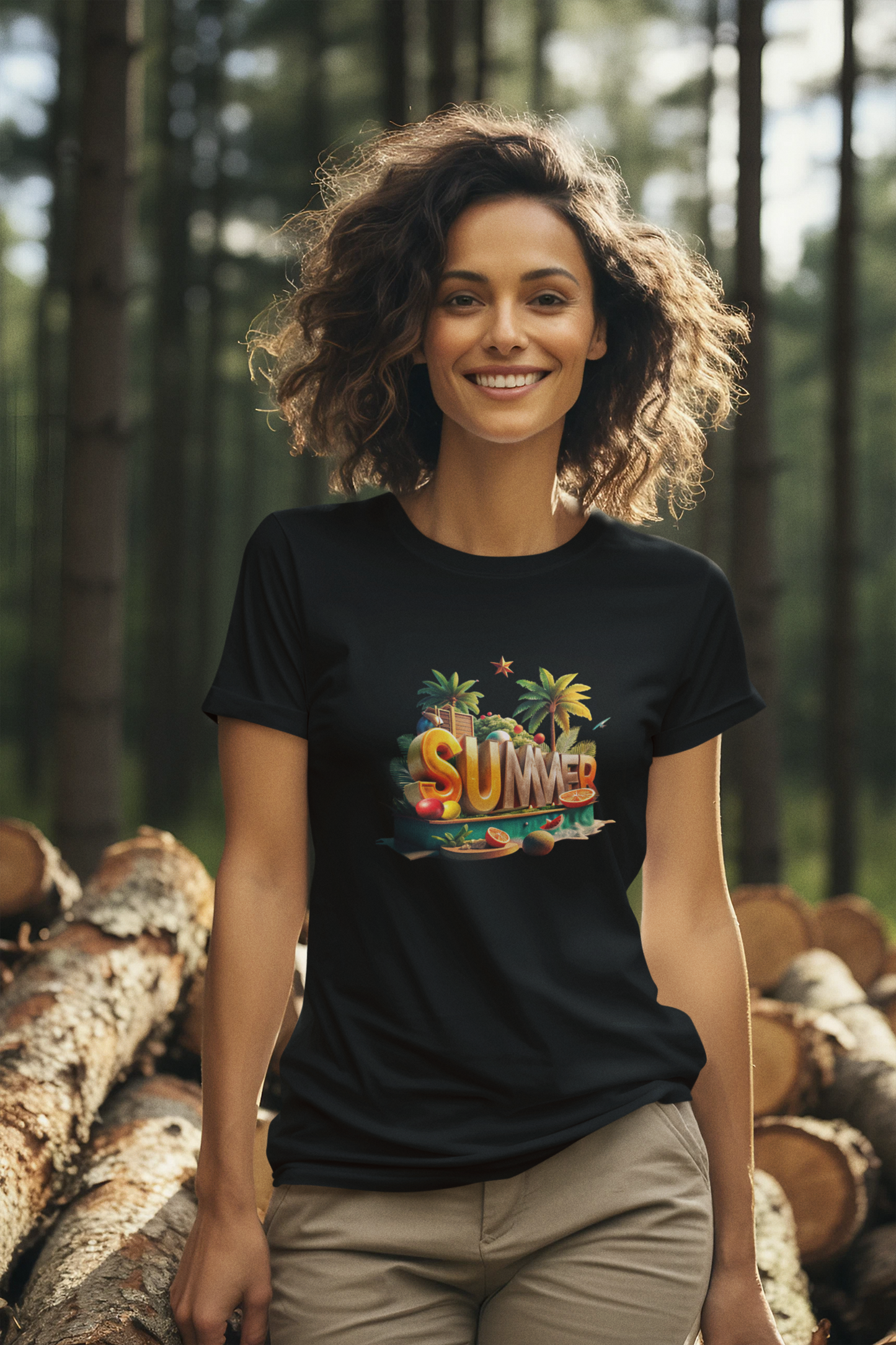 Damen T-Shirt Summer Font