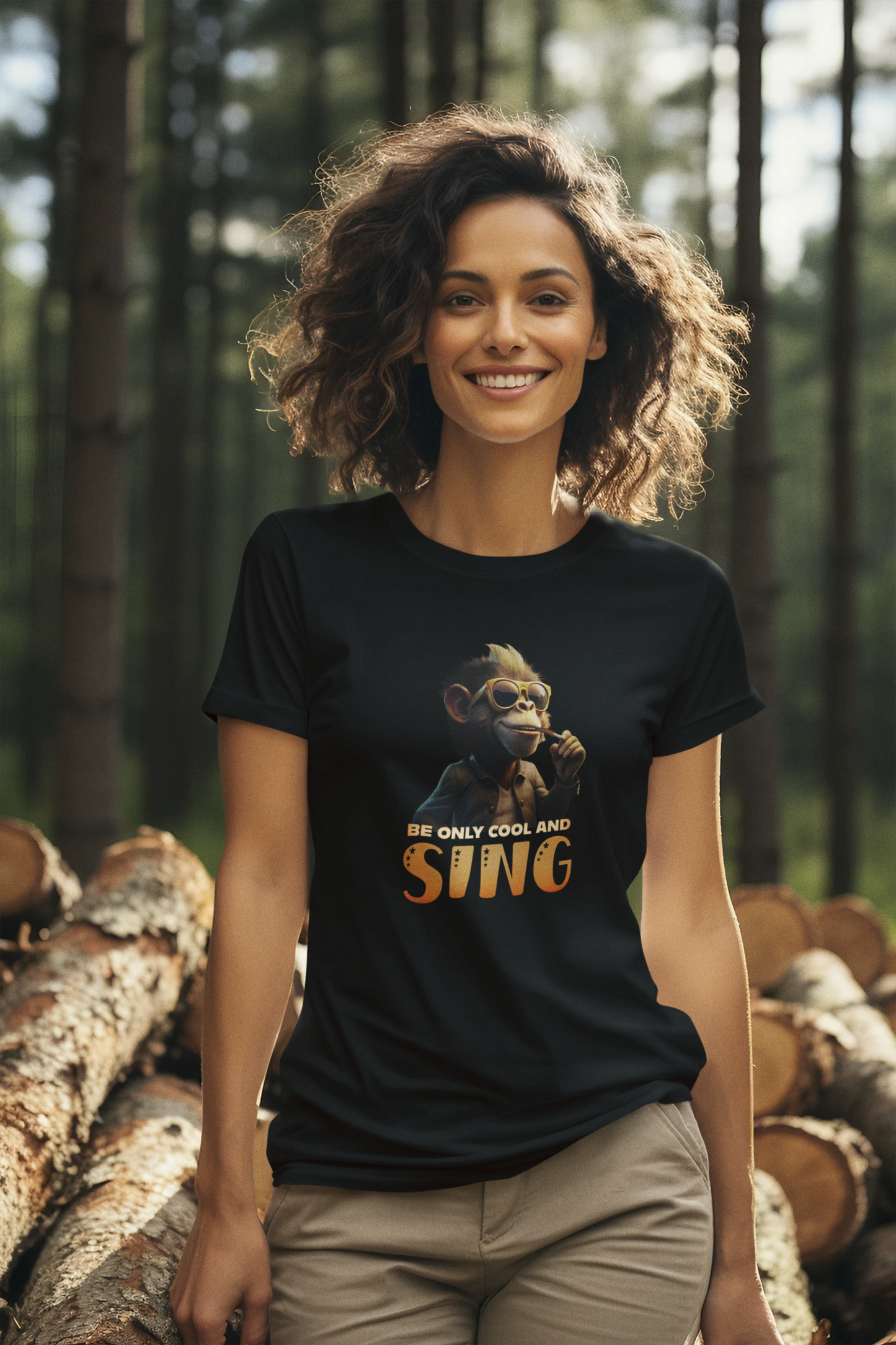 Damen T-Shirt Cooler Affe