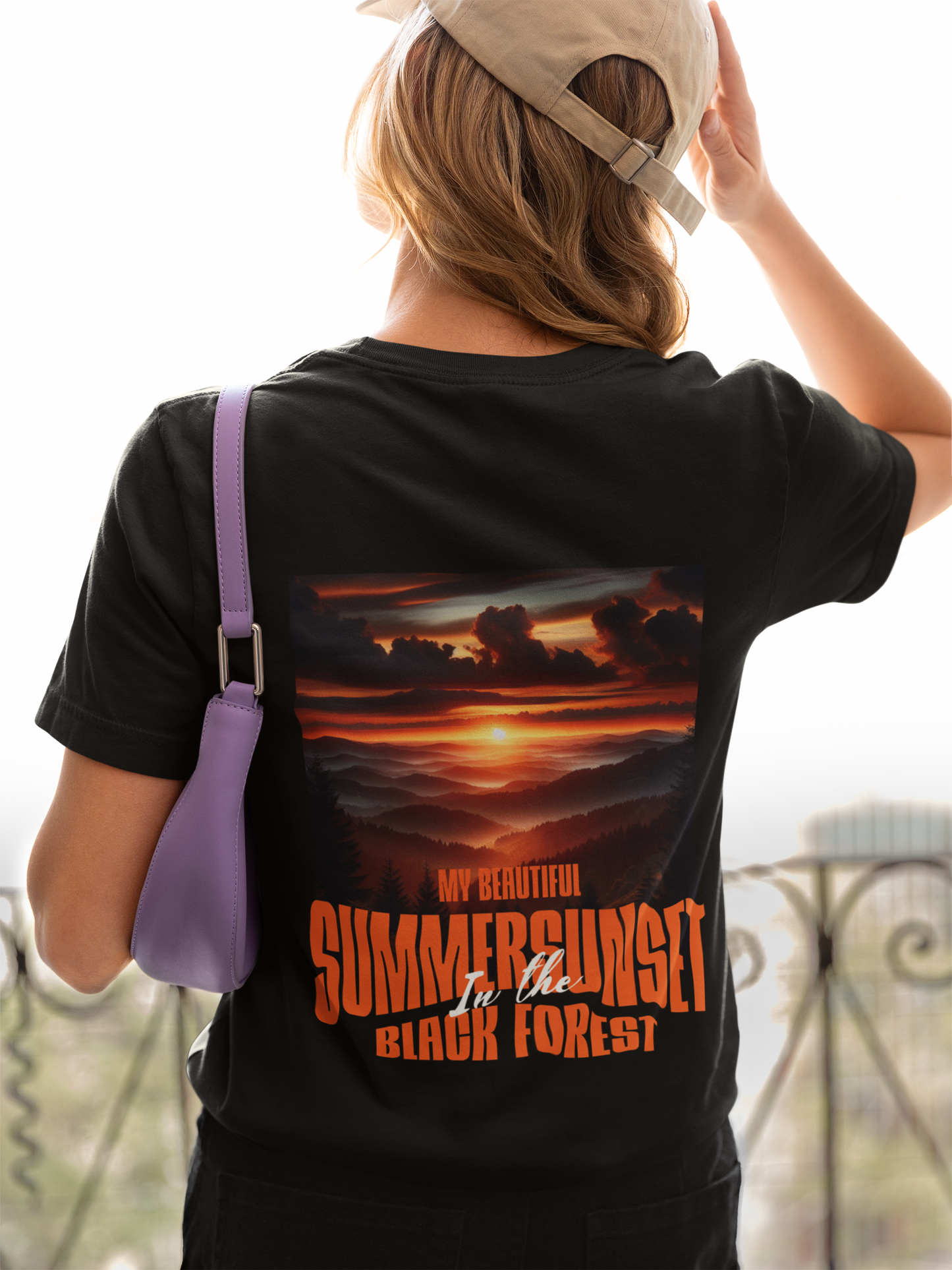 Damen T-Shirt Summer Sunset Backprint