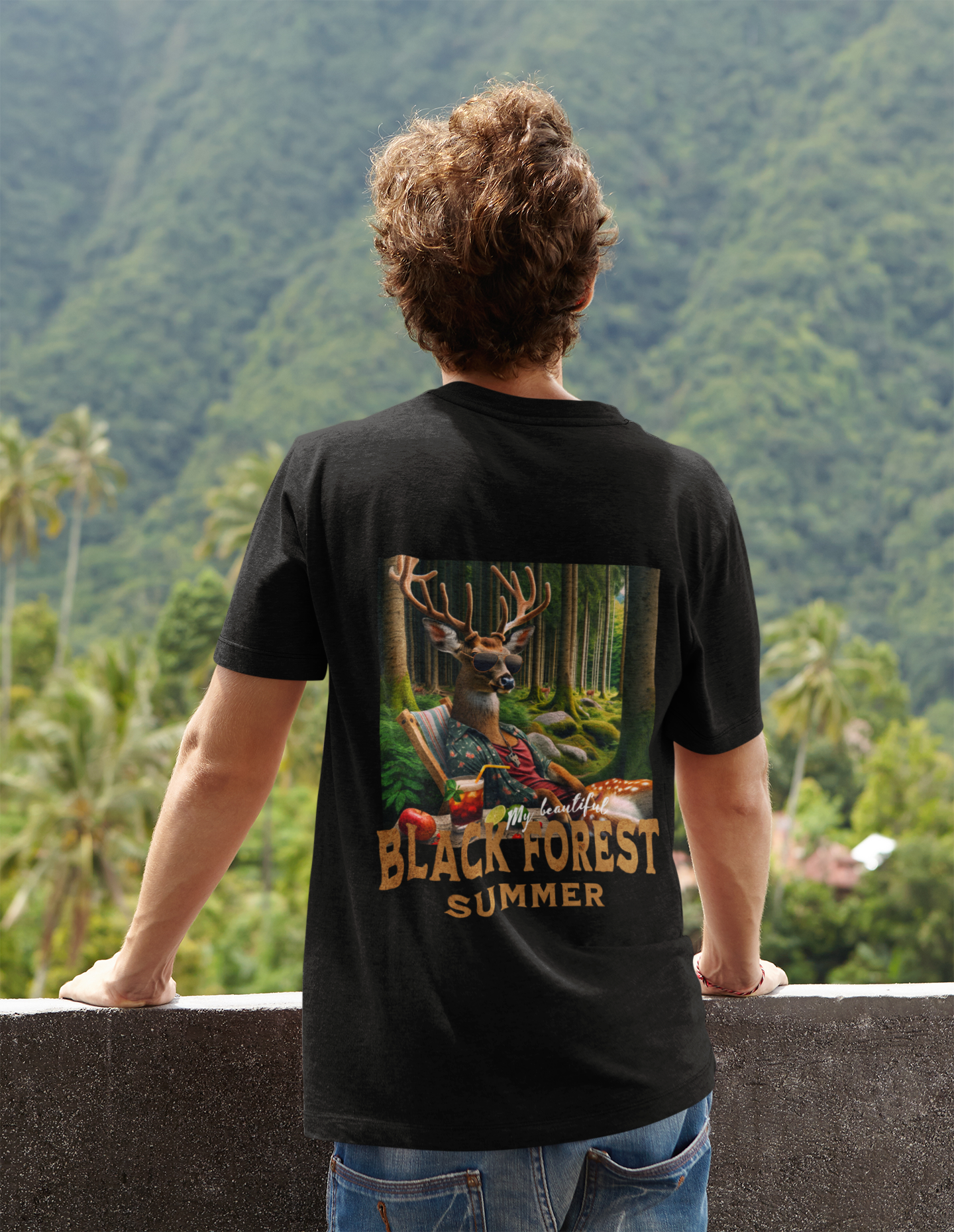 Black Forest Summer Backprint Basic Shirt Unisex