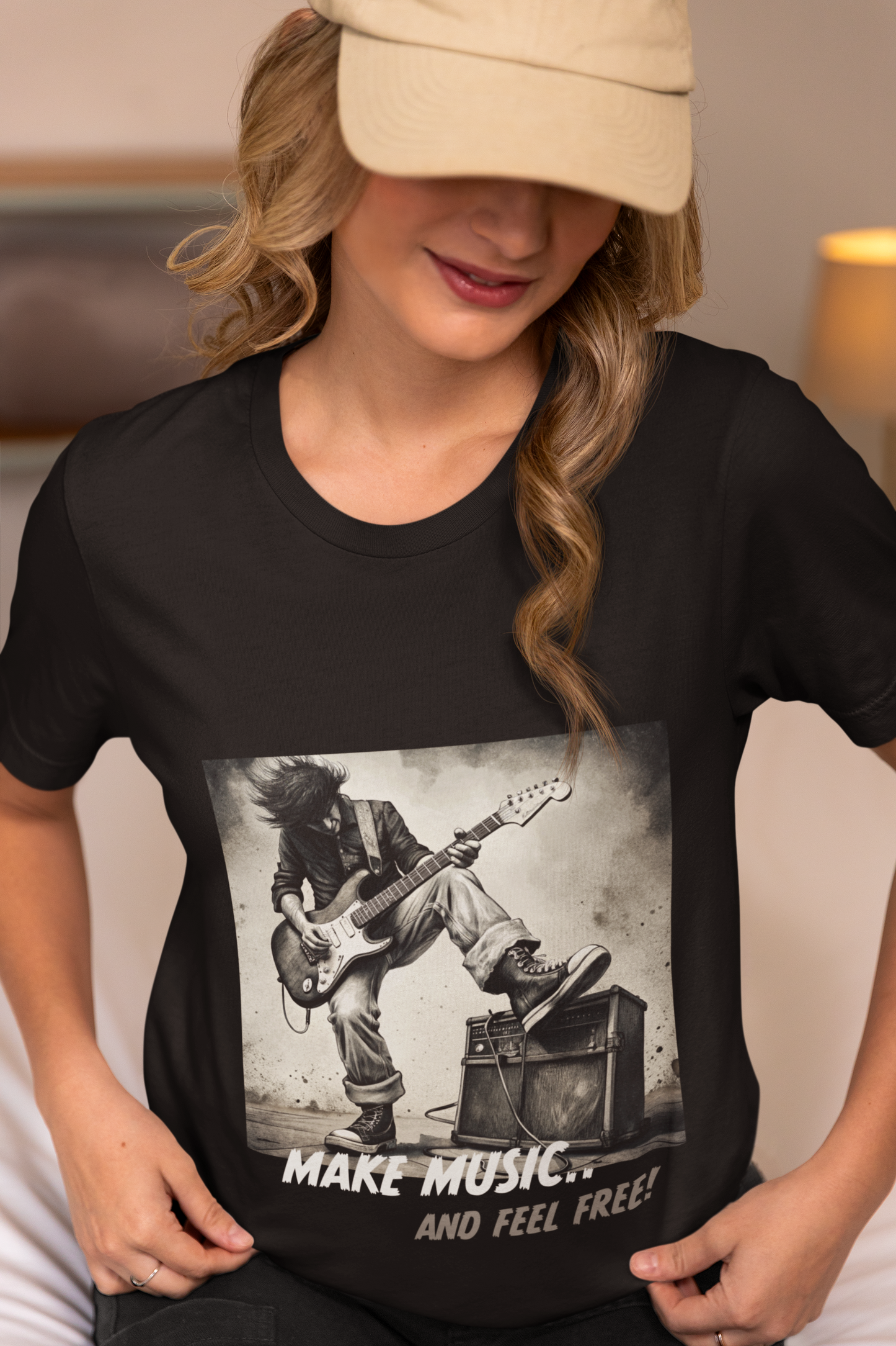 Damen T-Shirt Make music and feel free