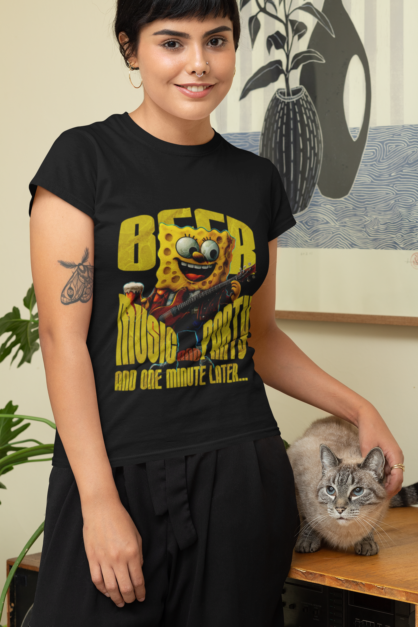 Damen T-Shirt Beer Music and Party