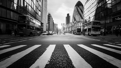 Fotografie_ schwarz-weiß Stadt auf Leinwand gedruckt