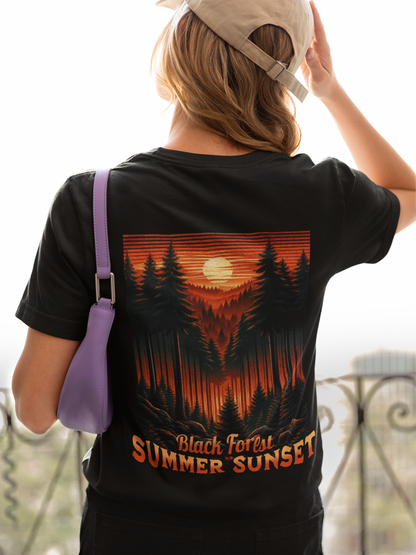 Black Forest Summer Sunset Backprint Classic Organic Shirt Women