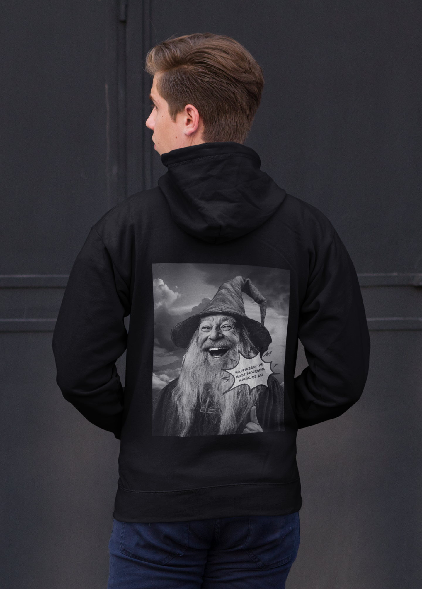 Happy Wizard Backprint_Classic Hoodie - Mit Taschendruck