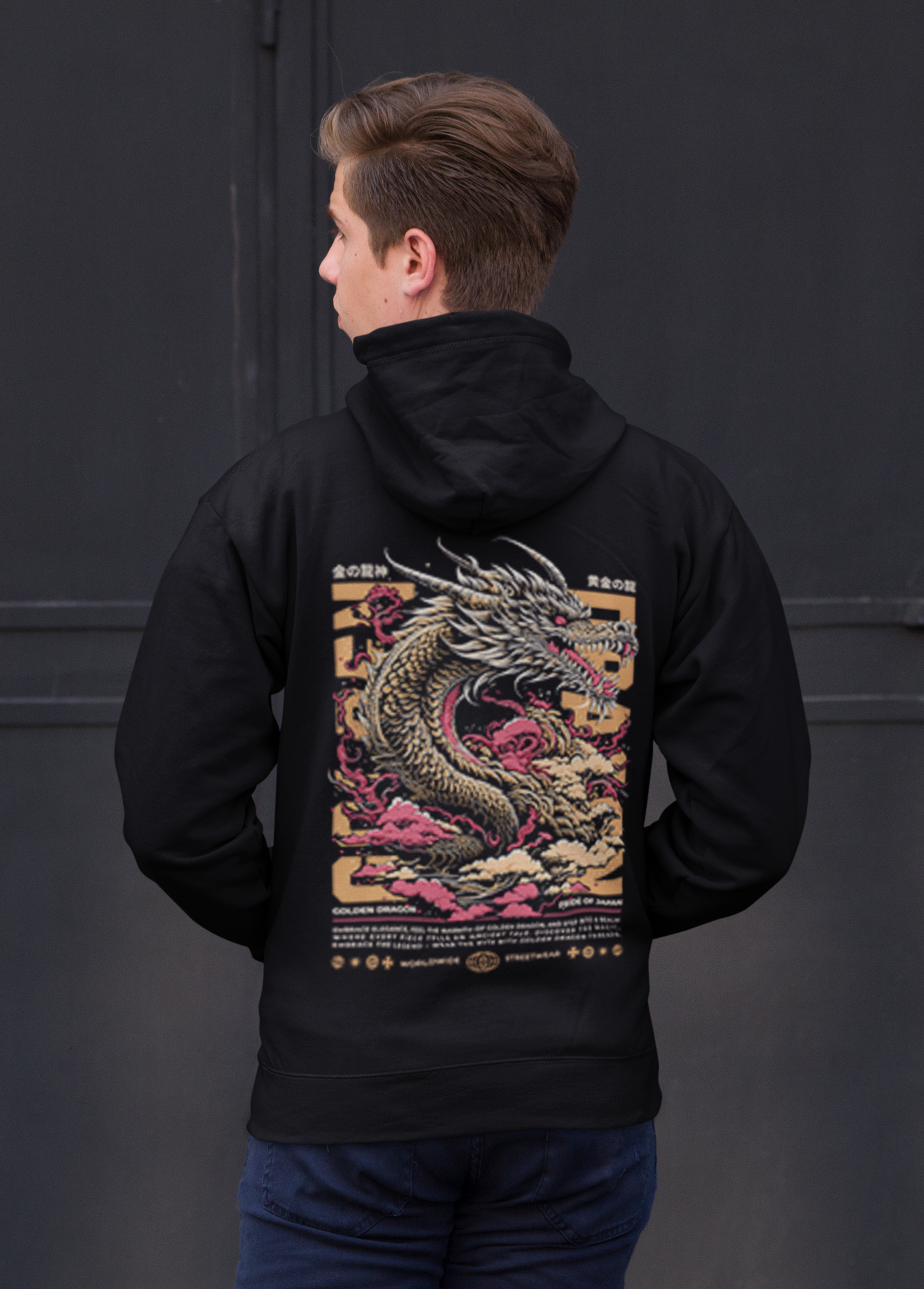 Golden Dragon Backprint_Classic Hoodie - Mit Taschendruck