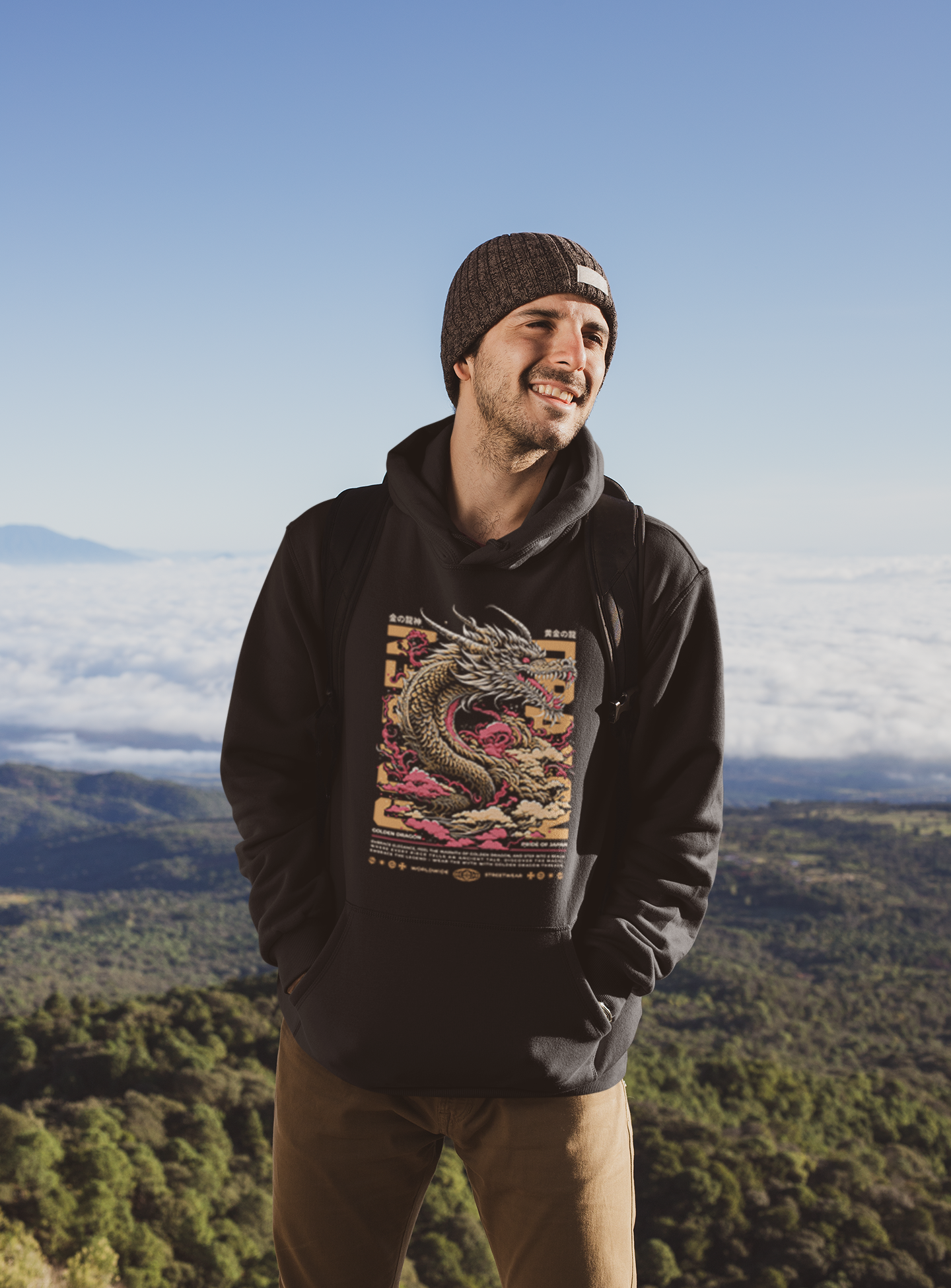 Golden Dragon_Classic Hoodie - Mit Taschendruck