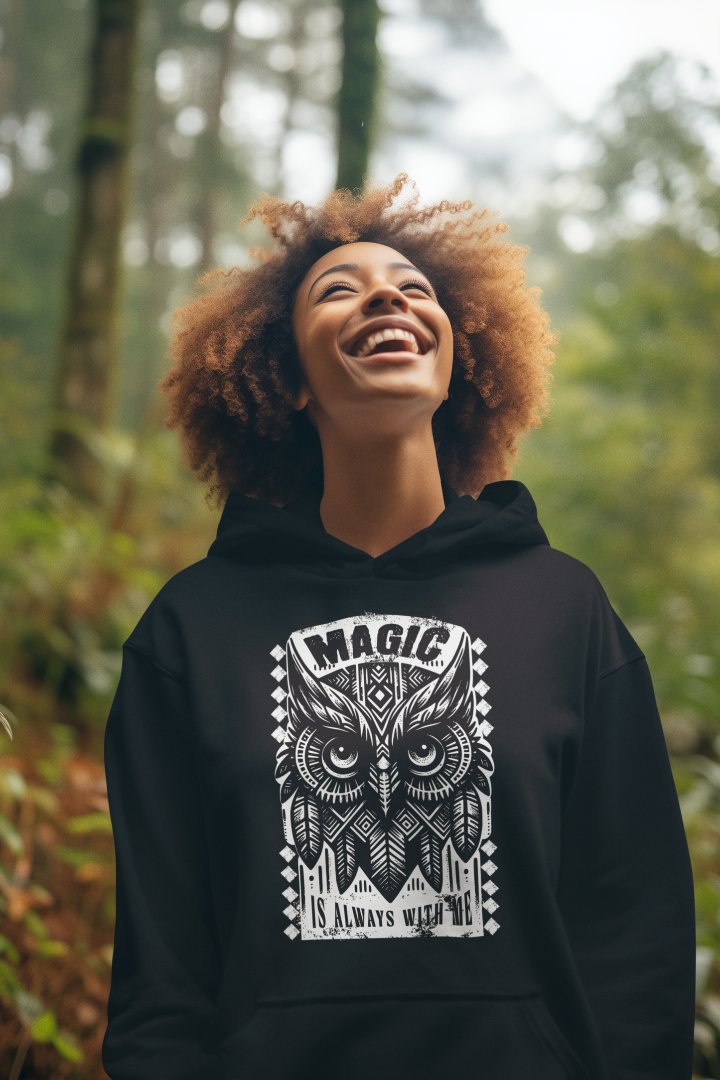 Magic Owl_ Hoodie - Mit Taschendruck