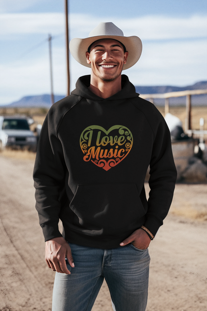 I Love Music_Classic Hoodie - Mit Taschendruck