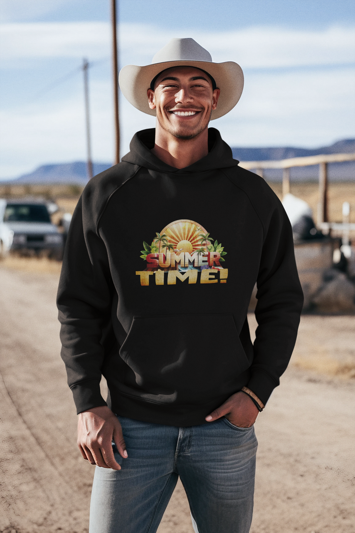 Summer_Classic Hoodie - Mit Taschendruck