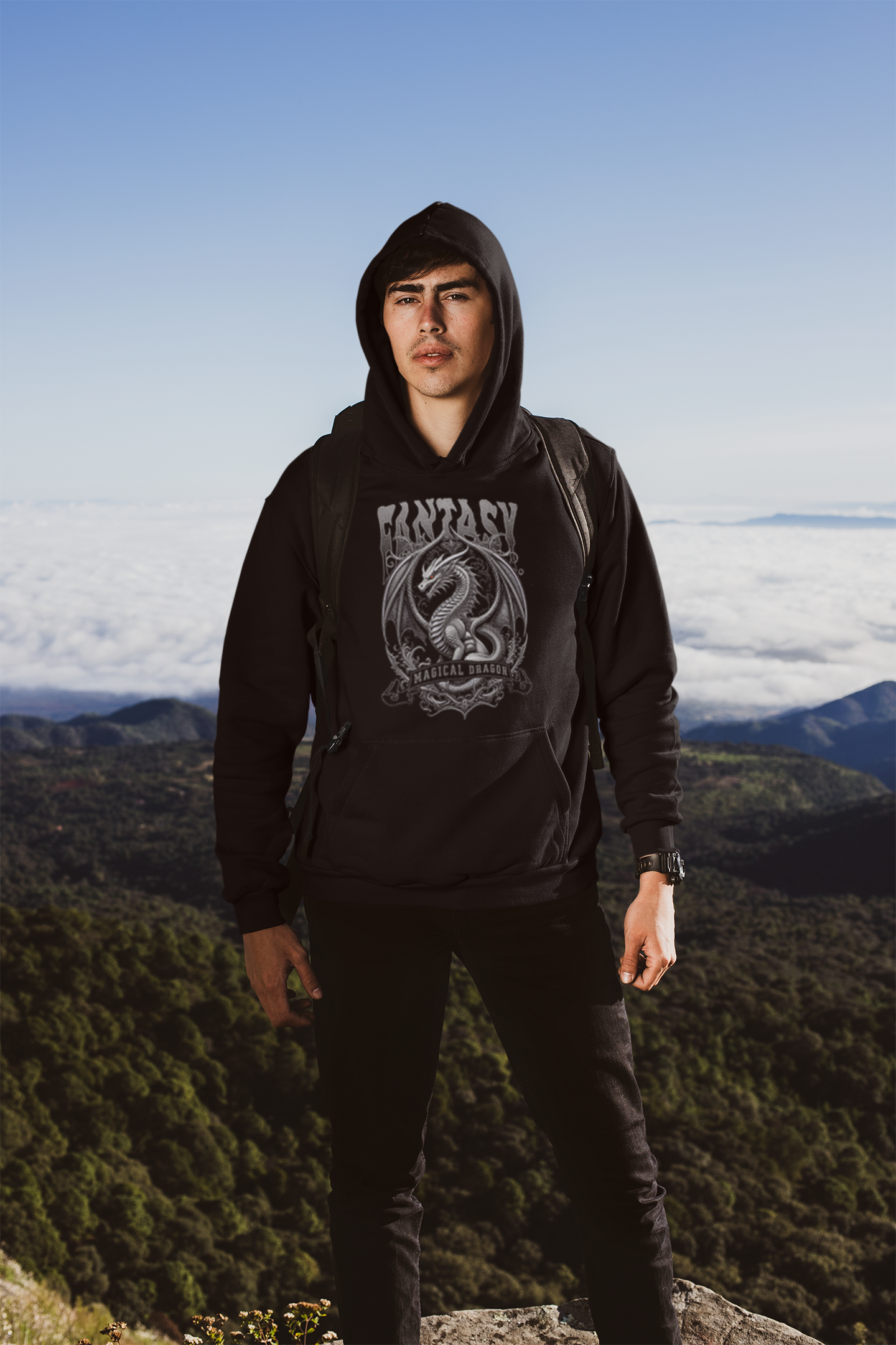 Fantasy Dragon_Classic Hoodie - Mit Taschendruck